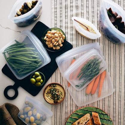 Premium Reusable Silicone Food Storage Bags, Clear