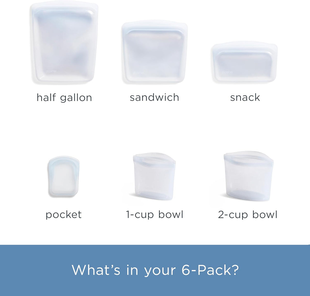 Premium Reusable Silicone Food Storage Bags, Clear