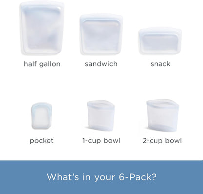 Premium Reusable Silicone Food Storage Bags, Clear