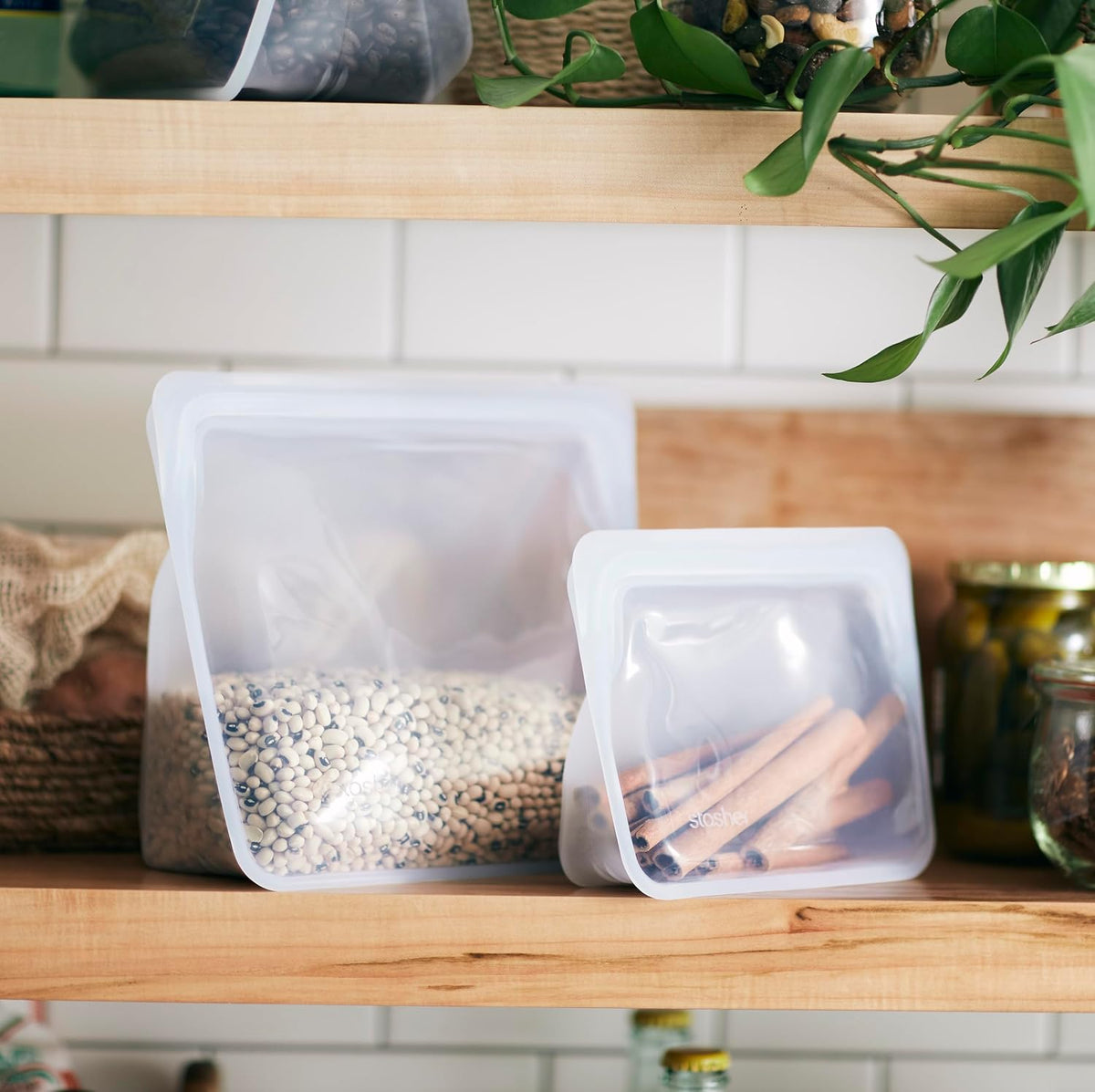 Premium Reusable Silicone Food Storage Bags, Clear