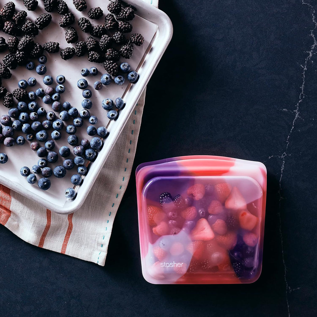Premium Reusable Silicone Food Storage Bags, Clear
