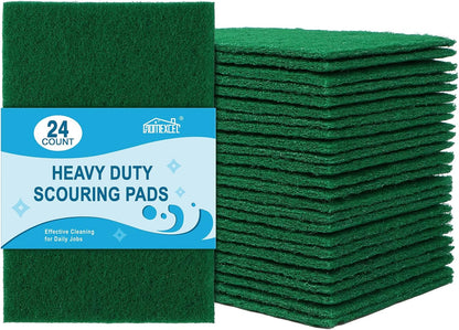 Heavy Duty Scouring Pads, 24 Pack Green Scrub Pads for Cleaning