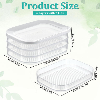 6 Pcs Deli Meat Container for Fridge 2 Lids, BPA Free Transparent Stackable Lunch Meat Container for Refrigerator Food Storage Boxes for Cold Cuts Cheese Lunchmeat Salami