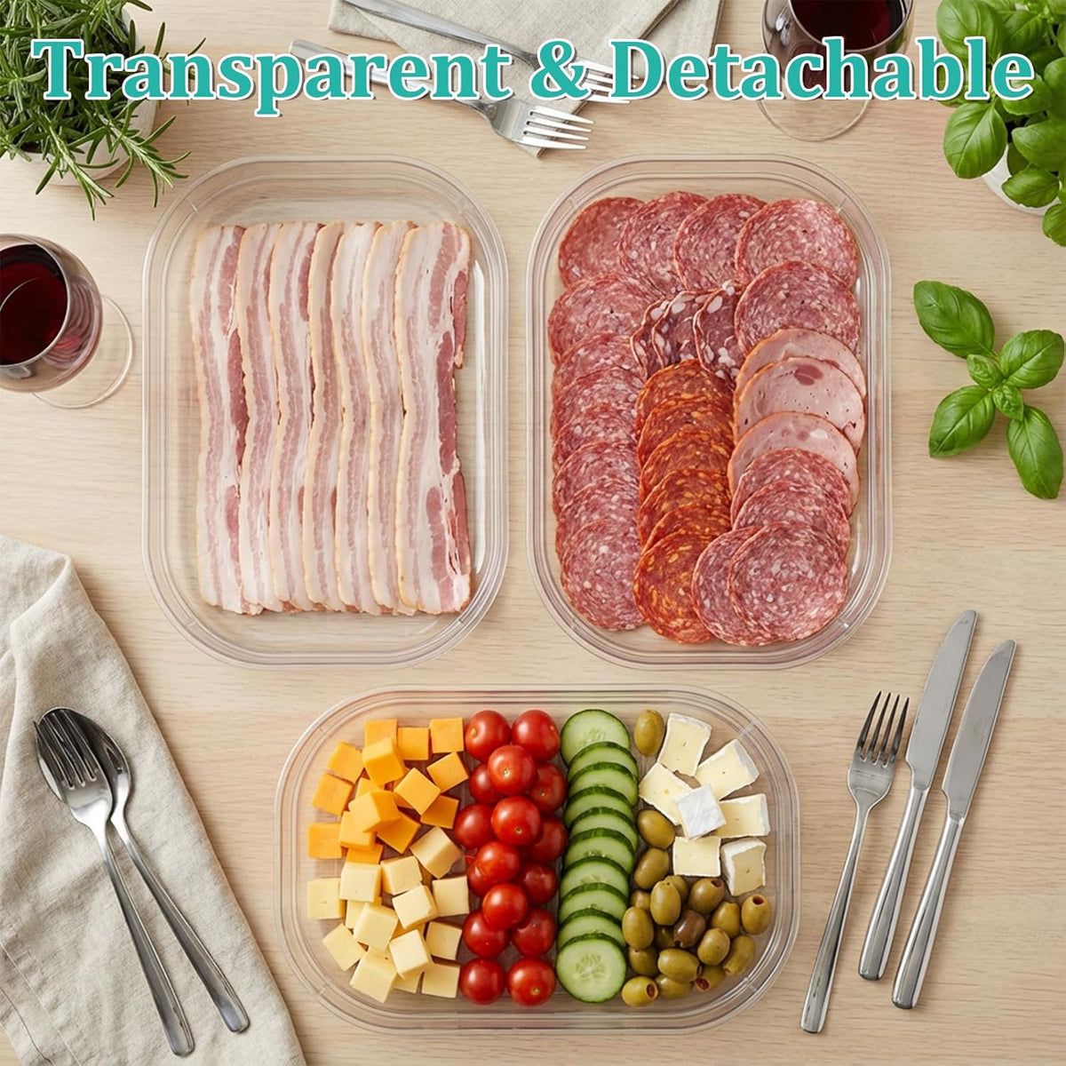 6 Pcs Deli Meat Container for Fridge 2 Lids, BPA Free Transparent Stackable Lunch Meat Container for Refrigerator Food Storage Boxes for Cold Cuts Cheese Lunchmeat Salami