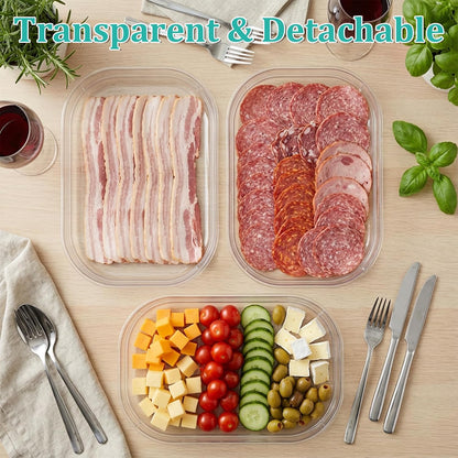 6 Pcs Deli Meat Container for Fridge 2 Lids, BPA Free Transparent Stackable Lunch Meat Container for Refrigerator Food Storage Boxes for Cold Cuts Cheese Lunchmeat Salami