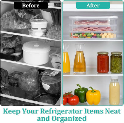 6 Pcs Deli Meat Container for Fridge 2 Lids, BPA Free Transparent Stackable Lunch Meat Container for Refrigerator Food Storage Boxes for Cold Cuts Cheese Lunchmeat Salami
