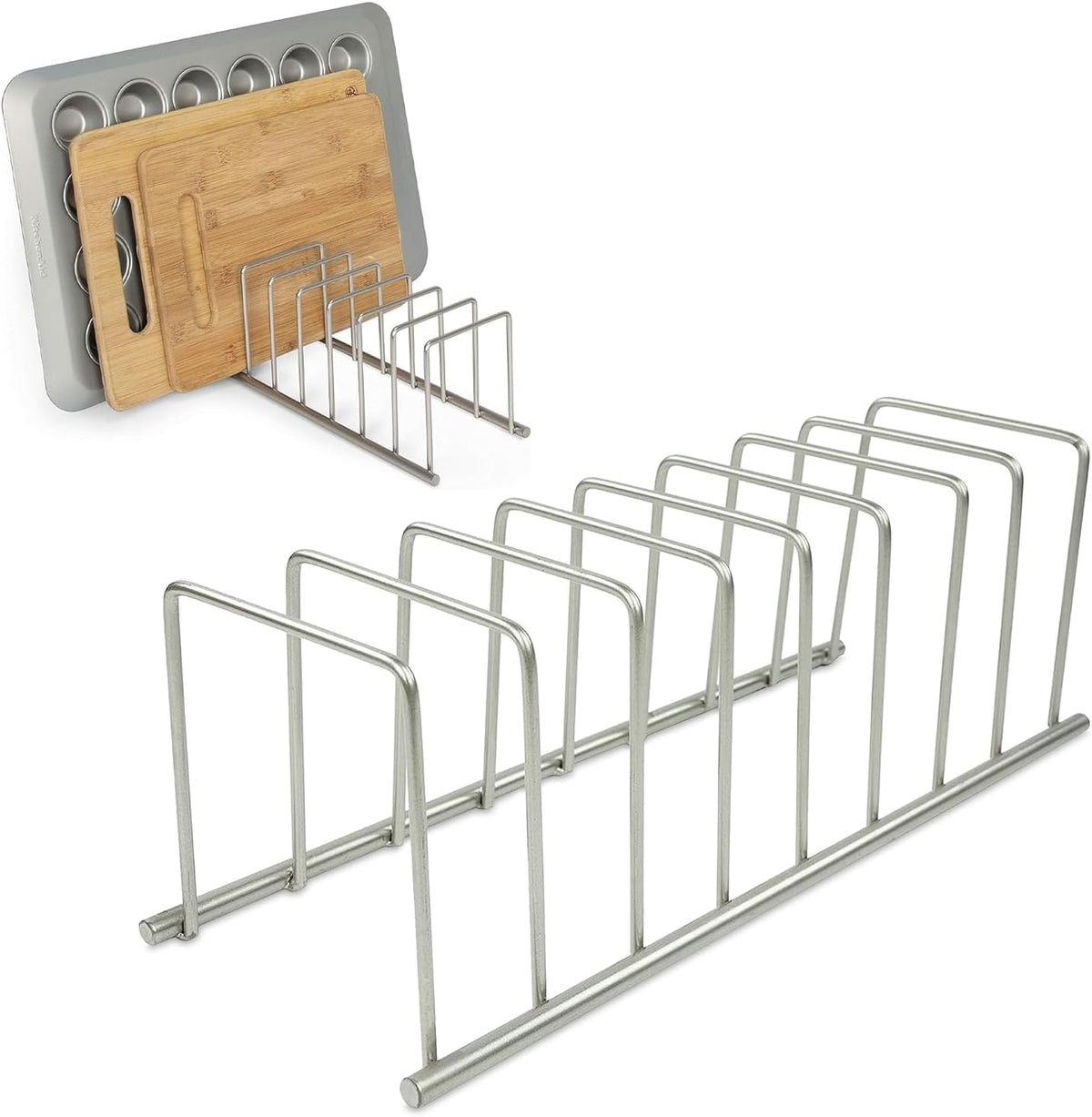 Euro Kitchen Organizer for Cooking and Bakeware, Satin Nickel