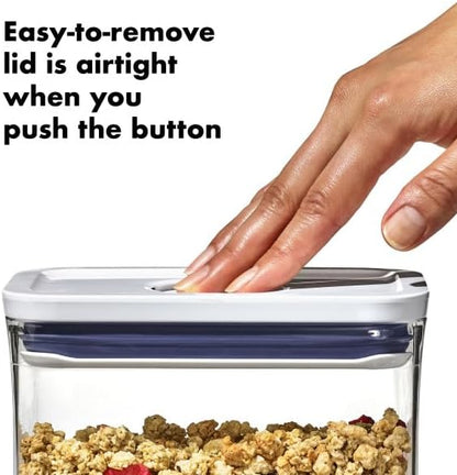 Good Grips POP Container, Airtight Food Storage for Pantry, 1.7 Qt | Airtight Container for Coffee Beans, Sugar, Rice, One-Push Lid, Stackable, Dishwasher Safe, Rectangle Shape