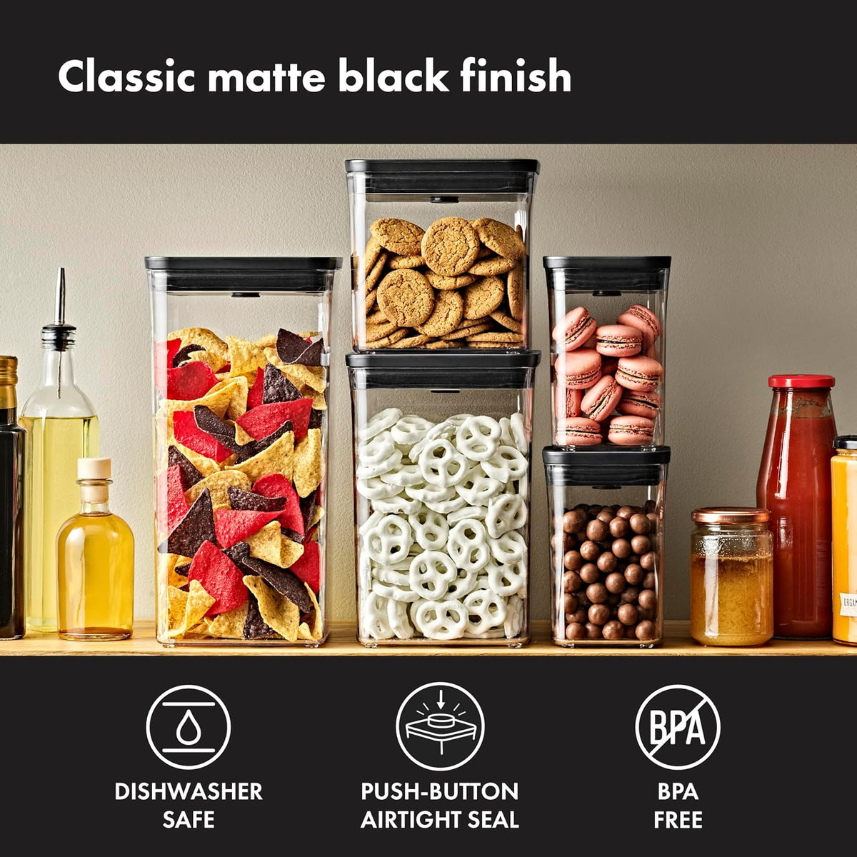 Good Grips POP Container, Airtight Food Storage for Pantry, 1.7 Qt | Airtight Container for Coffee Beans, Sugar, Rice, One-Push Lid, Stackable, Dishwasher Safe, Rectangle Shape