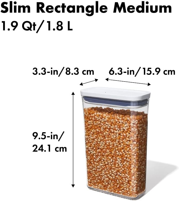 Good Grips POP Container, Airtight Food Storage for Pantry, 1.7 Qt | Airtight Container for Coffee Beans, Sugar, Rice, One-Push Lid, Stackable, Dishwasher Safe, Rectangle Shape
