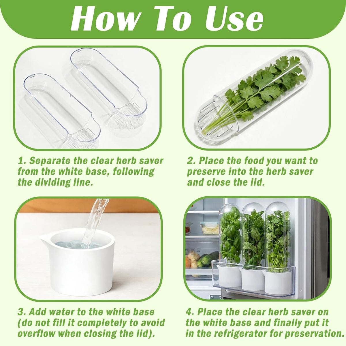 Ideal Swan Herb Keeper, 3 Pack Herb Saver Refrigerator for Cilantro & Herbs | Keeps herbs fresh 2-3 weeks. 3 pack stores cilantro, parsley, asparagus, lettuce. Easy-clean, stackable, fits fridge shelves.