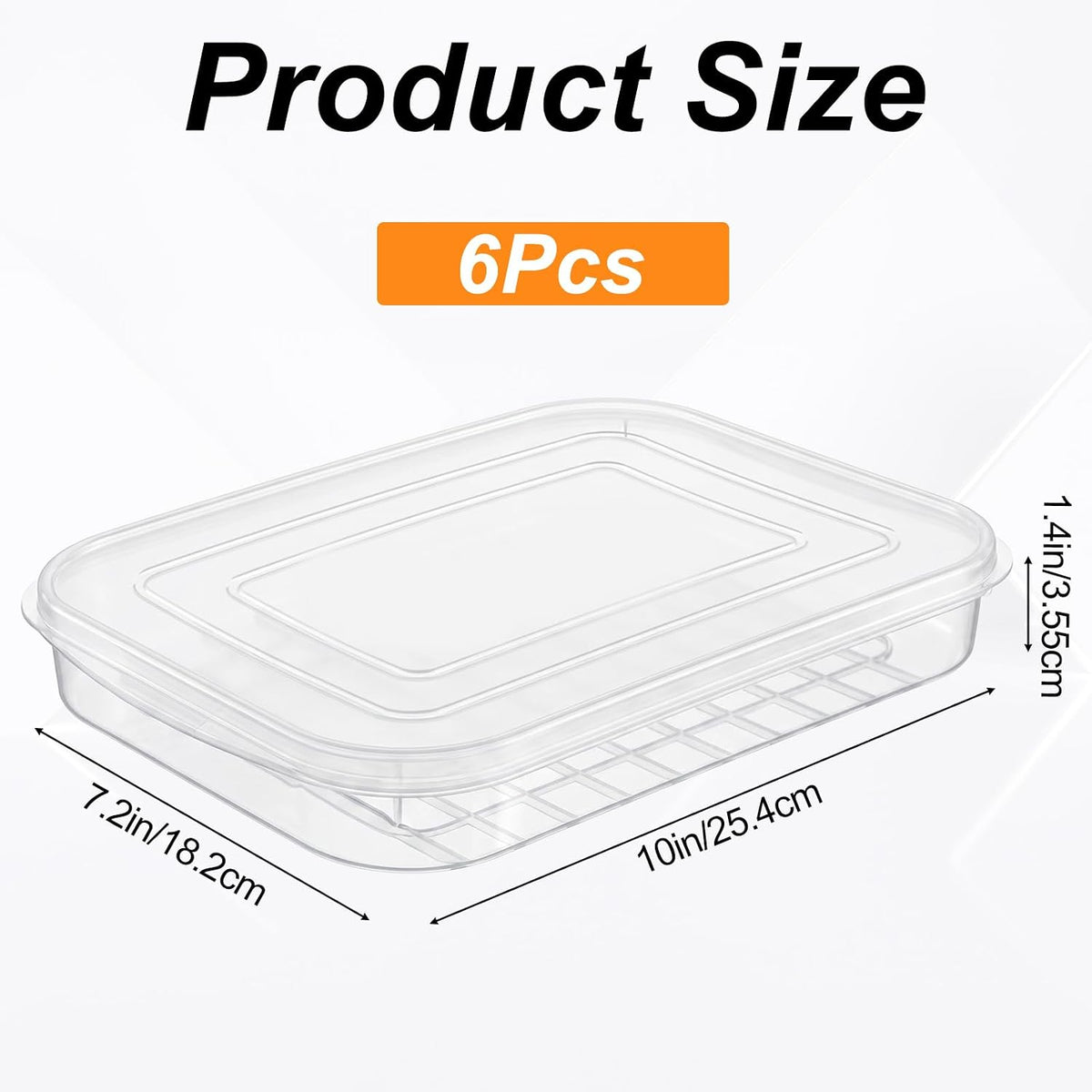 6 Pcs Bacon Keeper Deli Containers with Lids Airtight 9.84x7.2x1.38 Inches | Transparent View, Airtight Seal, Premium Material, Lunch Meat Container, Cold Cuts Cheese Storage Box, Versatile Use