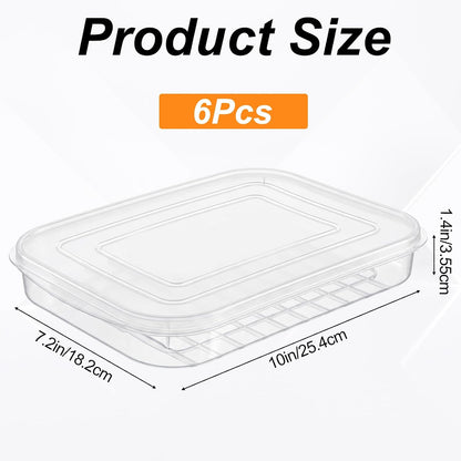 6 Pcs Bacon Keeper Deli Containers with Lids Airtight 9.84x7.2x1.38 Inches | Transparent View, Airtight Seal, Premium Material, Lunch Meat Container, Cold Cuts Cheese Storage Box, Versatile Use