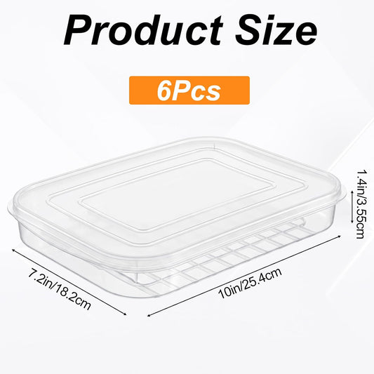 6 Pcs Bacon Keeper Deli Containers with Lids Airtight 9.84x7.2x1.38 Inches | Transparent View, Airtight Seal, Premium Material, Lunch Meat Container, Cold Cuts Cheese Storage Box, Versatile Use