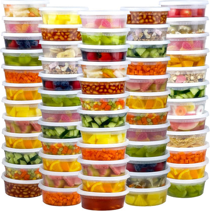 60 Sets (120-Piece) Deli Containers with Lids, 32/16/8 oz X 20 Set Each | Leak-Proof & BPA Free Airtight Takeout Plastic Food Storage Containers for Soup, Freezer/Microwave