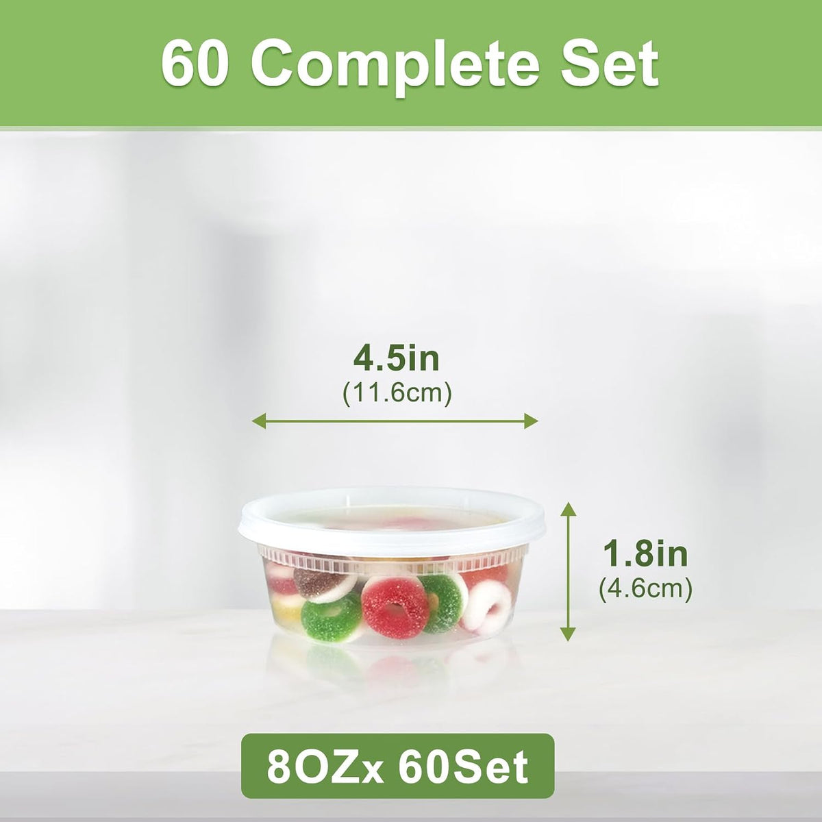60 Sets (120-Piece) Deli Containers with Lids, 32/16/8 oz X 20 Set Each | Leak-Proof & BPA Free Airtight Takeout Plastic Food Storage Containers for Soup, Freezer/Microwave