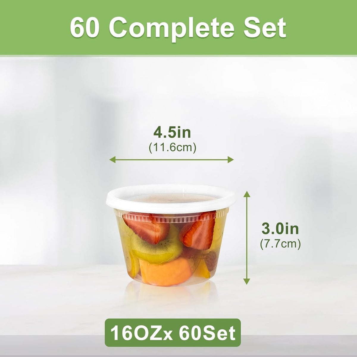 60 Sets (120-Piece) Deli Containers with Lids, 32/16/8 oz X 20 Set Each | Leak-Proof & BPA Free Airtight Takeout Plastic Food Storage Containers for Soup, Freezer/Microwave