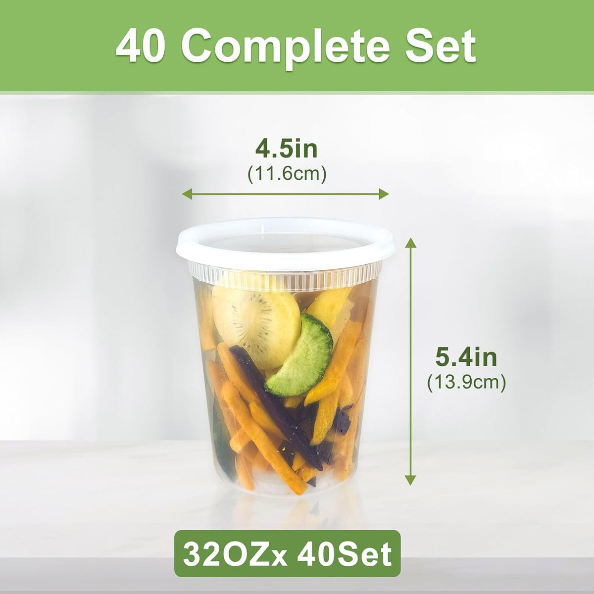 60 Sets (120-Piece) Deli Containers with Lids, 32/16/8 oz X 20 Set Each | Leak-Proof & BPA Free Airtight Takeout Plastic Food Storage Containers for Soup, Freezer/Microwave