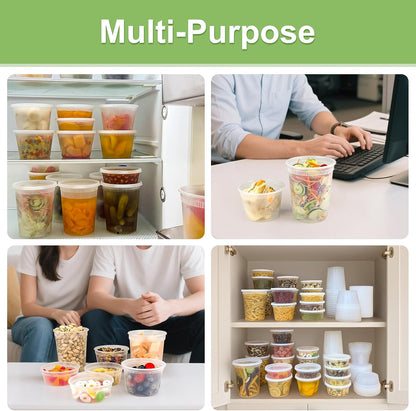 60 Sets (120-Piece) Deli Containers with Lids, 32/16/8 oz X 20 Set Each | Leak-Proof & BPA Free Airtight Takeout Plastic Food Storage Containers for Soup, Freezer/Microwave