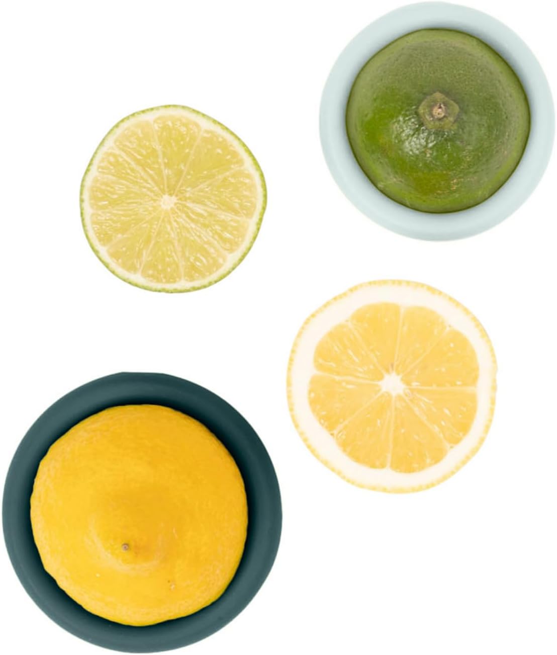 2pc Reusable Silicone Citrus Savers | BPA Free & Dishwasher Safe | Fruit Produce Storage for Orange, Lemon, Lime, Banana, Cans & More | 2 Pack Round, Forest Mint