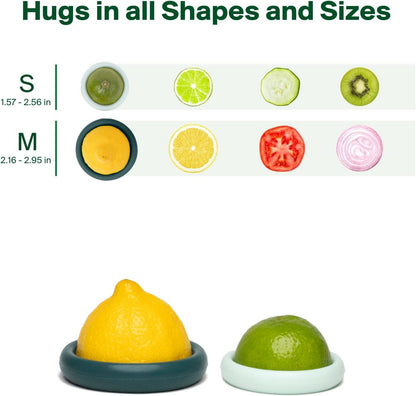 2pc Reusable Silicone Citrus Savers | BPA Free & Dishwasher Safe | Fruit Produce Storage for Orange, Lemon, Lime, Banana, Cans & More | 2 Pack Round, Forest Mint