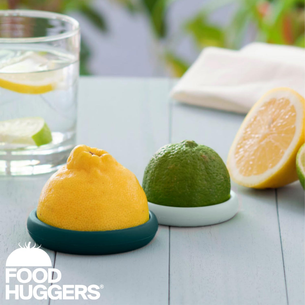 2pc Reusable Silicone Citrus Savers | BPA Free & Dishwasher Safe | Fruit Produce Storage for Orange, Lemon, Lime, Banana, Cans & More | 2 Pack Round, Forest Mint