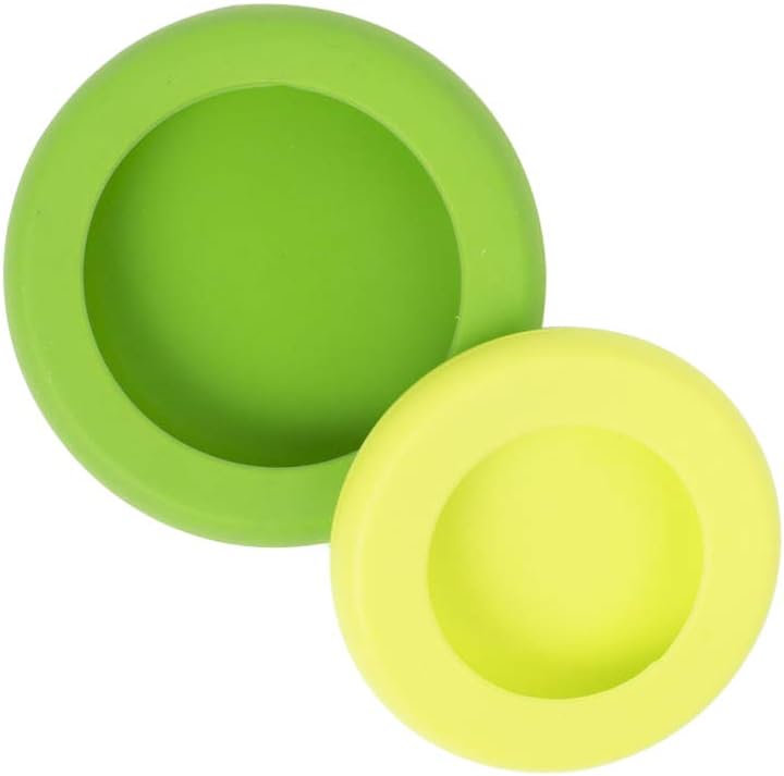 2pc Reusable Silicone Citrus Savers | BPA Free & Dishwasher Safe | Fruit Produce Storage for Orange, Lemon, Lime, Banana, Cans & More | 2 Pack Round, Forest Mint