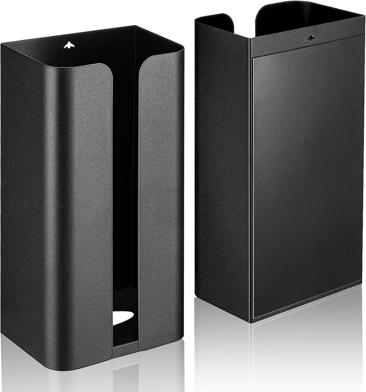 2 Pcs Magnetic Suction Plastic Bag Holder Wall Mount Plastic Grocery Bag Organizer Wide Opening Dispenser Fingerprint Resistant Smudge Proof Saver for Pantry, Black