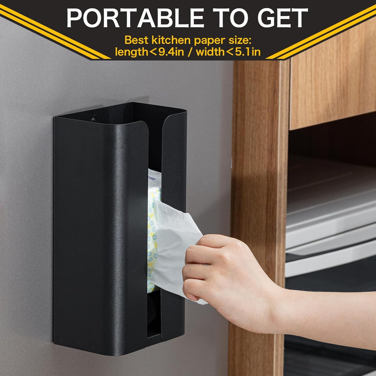 2 Pcs Magnetic Suction Plastic Bag Holder Wall Mount Plastic Grocery Bag Organizer Wide Opening Dispenser Fingerprint Resistant Smudge Proof Saver for Pantry, Black