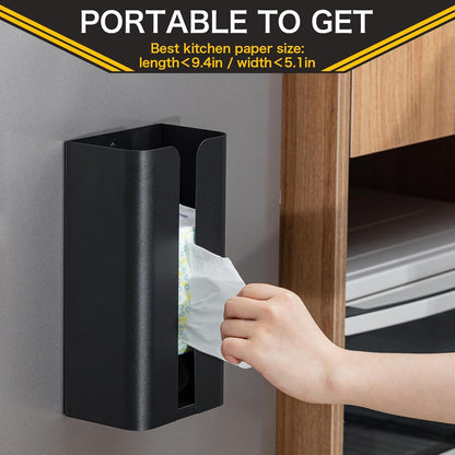 2 Pcs Magnetic Suction Plastic Bag Holder Wall Mount Plastic Grocery Bag Organizer Wide Opening Dispenser Fingerprint Resistant Smudge Proof Saver for Pantry, Black