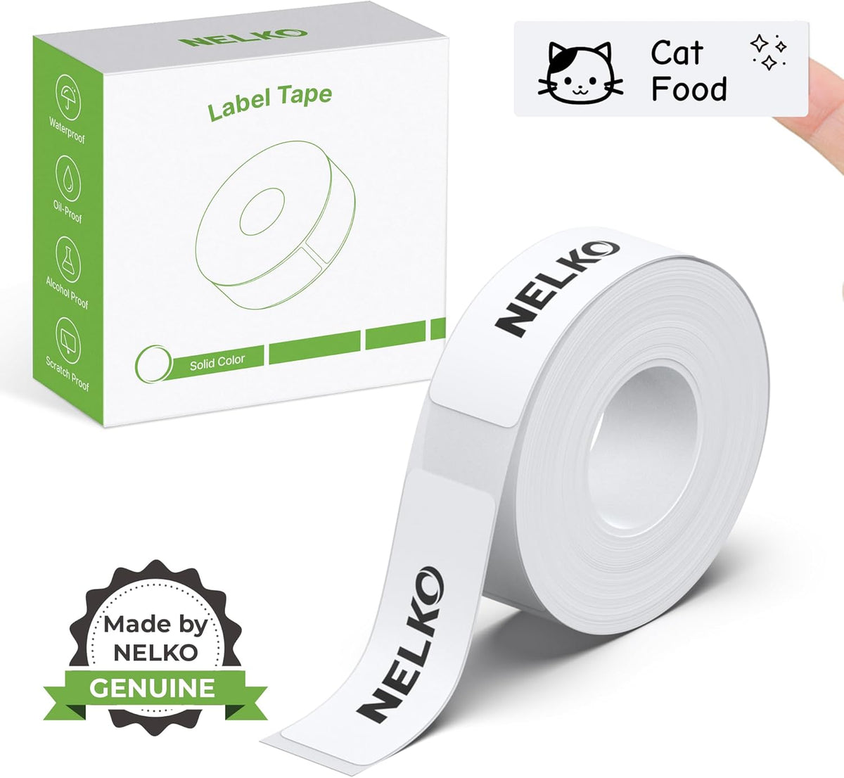 Genuine P21 Label Maker Tape, 14x40mm (0.55"x1.57"), Standard Laminated Thermal Label Tape Replacement, for Home Office, 180 Labels/Roll, White