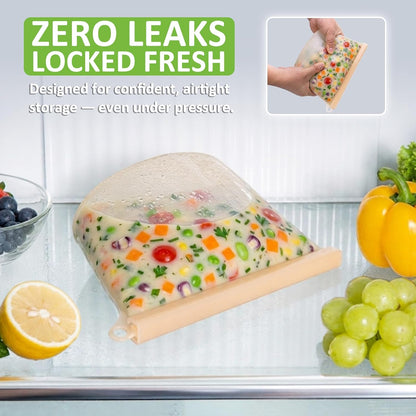 100% Reusable Silicone Bags for Food Storage, 12 Pack Double-Lock Reusable Bags Stand-Up Wide-Mouth Leakproof for Soup, Sous Vide, Freezer Microwave Dishwasher Safe, 4 Half Gallon 4 Sandwich 4 Snack