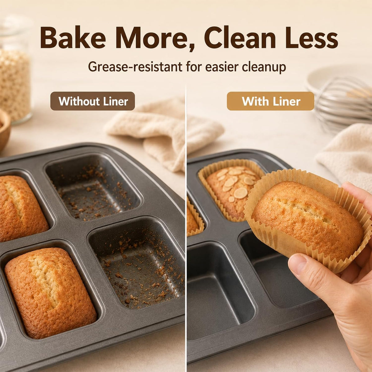 150 Pcs Mini Loaf Pan Liners Compatible with Wilton Mini Loaf Pan