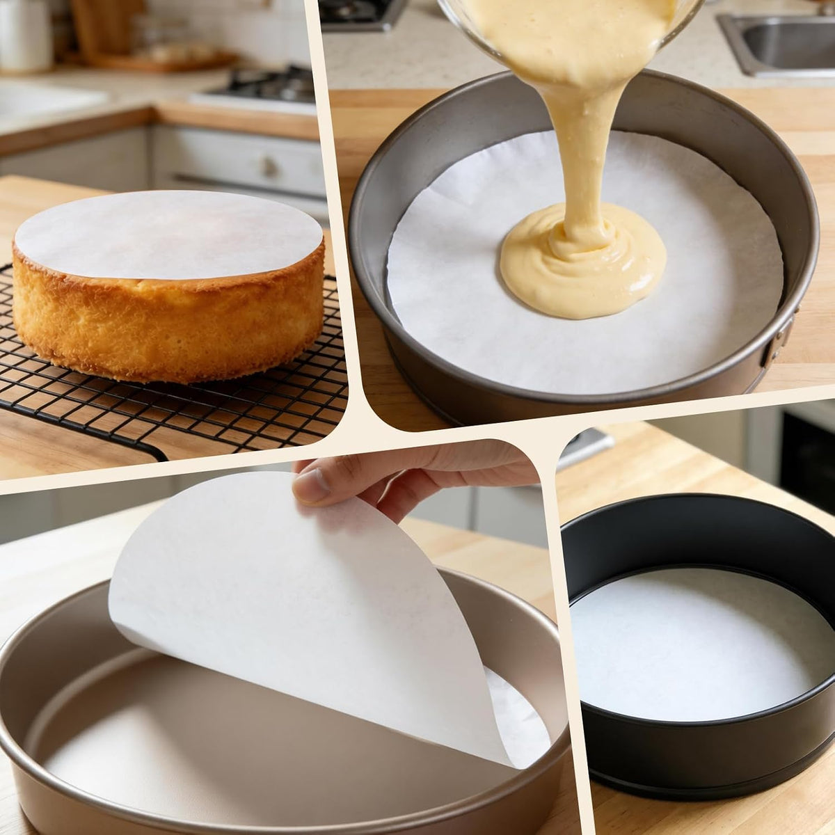 200PCS Parchment Paper Rounds, 9 Inch White Cake Pan Liners, Non-Stick Parchment Rounds for Baking, Seperating Burgers, Butter, Cookies, Freezing, Baking and Candy Wrapper