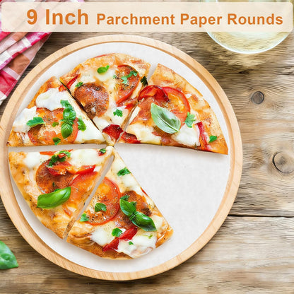 200PCS Parchment Paper Rounds, 9 Inch White Cake Pan Liners, Non-Stick Parchment Rounds for Baking, Seperating Burgers, Butter, Cookies, Freezing, Baking and Candy Wrapper