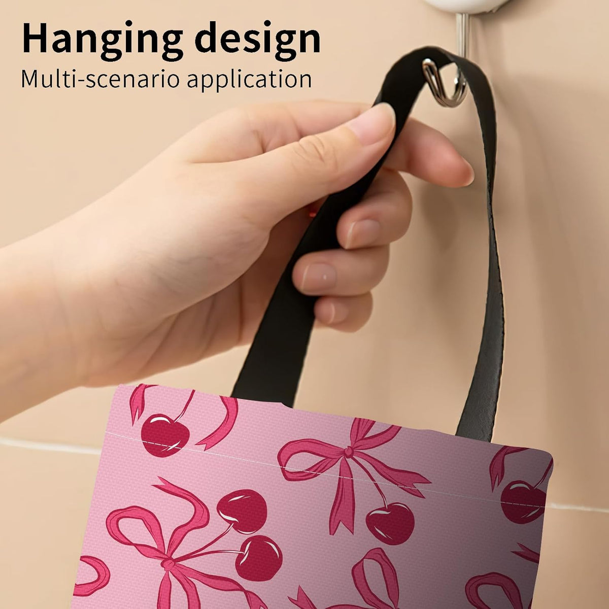 Plastic Bag Holder, Wall Mount Grocery Bag Organizer, Funny Hanging Trash Storage Dispenser for Home Kitchen Cute Brown Checkboard