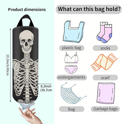 Plastic Bag Holder, Wall Mount Grocery Bag Organizer, Funny Hanging Trash Storage Dispenser for Home Kitchen Cute Brown Checkboard
