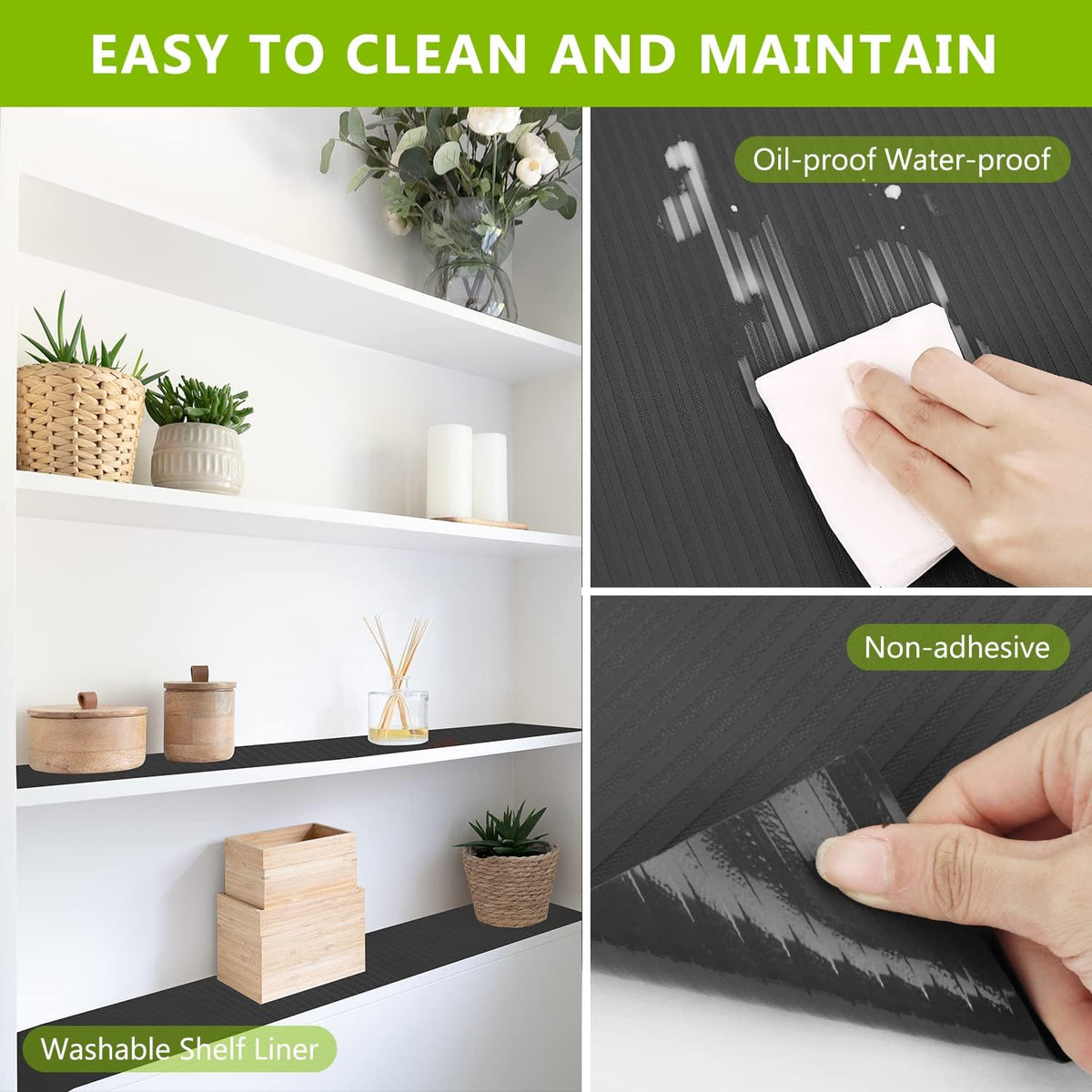Shelf Drawer Liner for Kitchen Cabinets, Black, 11.8 x 78.7 in