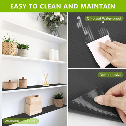 Shelf Drawer Liner for Kitchen Cabinets, Black, 11.8 x 78.7 in