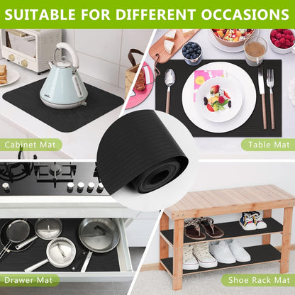 Shelf Drawer Liner for Kitchen Cabinets, Black, 11.8 x 78.7 in