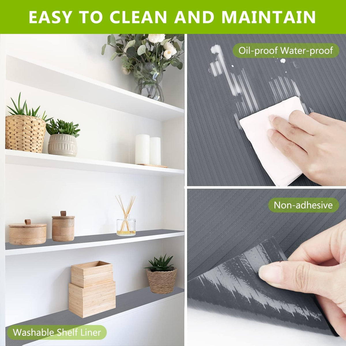 Shelf Drawer Liner for Kitchen Cabinets, Black, 11.8 x 78.7 in
