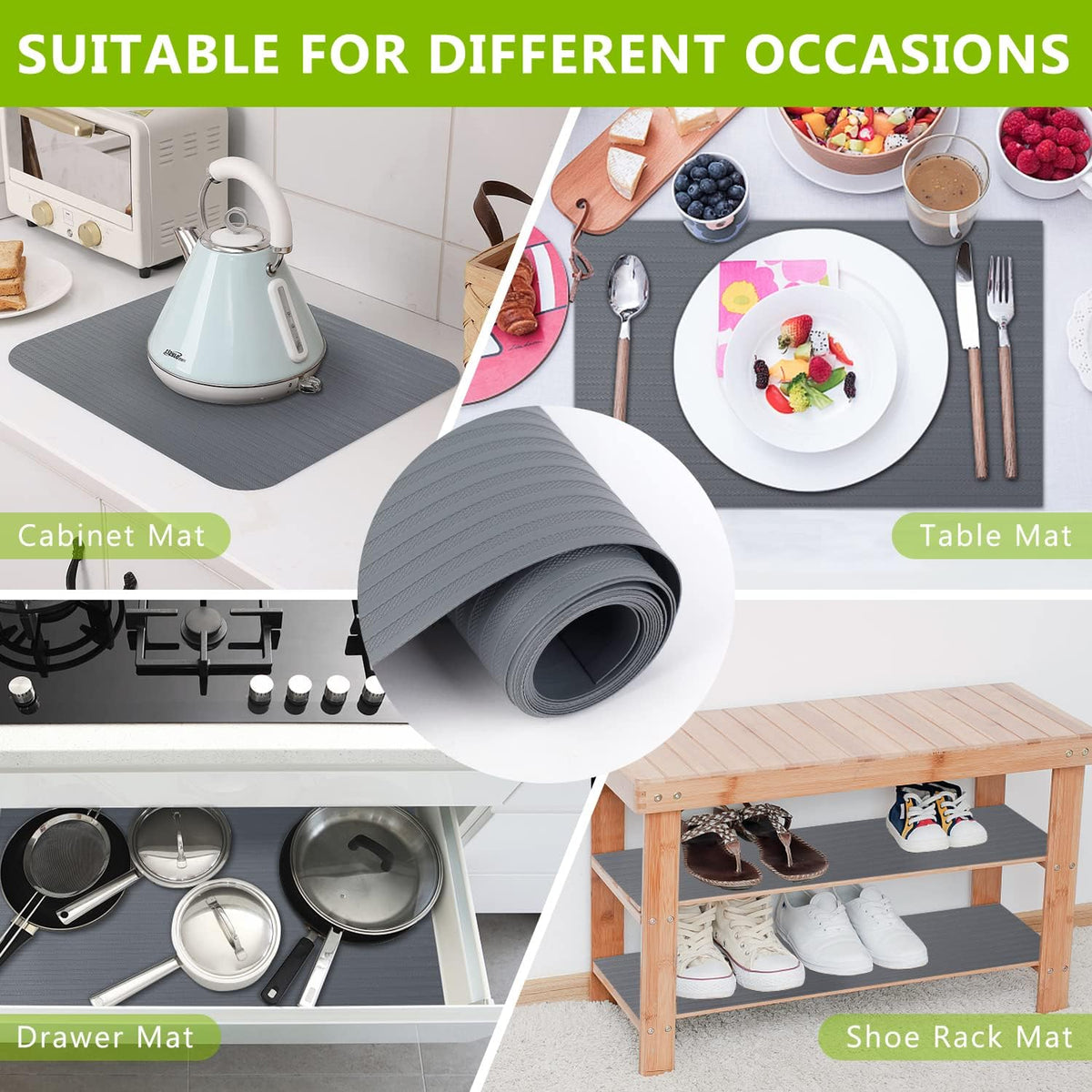 Shelf Drawer Liner for Kitchen Cabinets, Black, 11.8 x 78.7 in