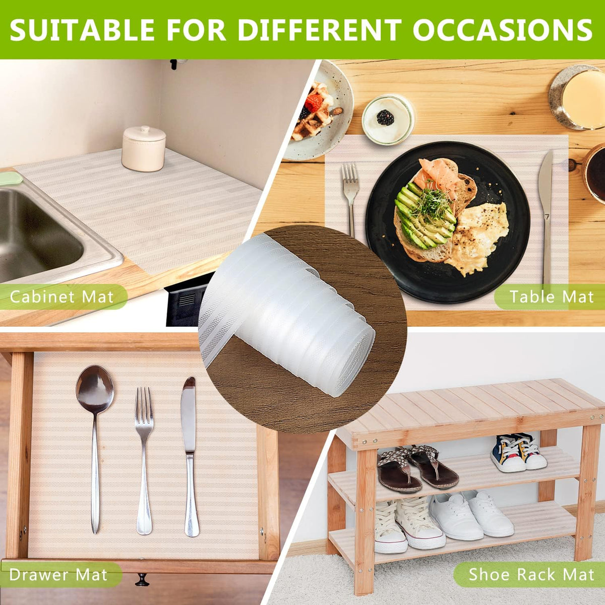 Shelf Drawer Liner for Kitchen Cabinets, Black, 11.8 x 78.7 in