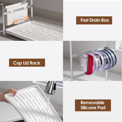 Water Bottle Organizer Drying Rack for 40 oz Tumbler with Handle, Multifunctional Cup Storage Holder Compatible with Stanley, Owala, Simple Modern and Other Brands, 8 Slots (Patented)