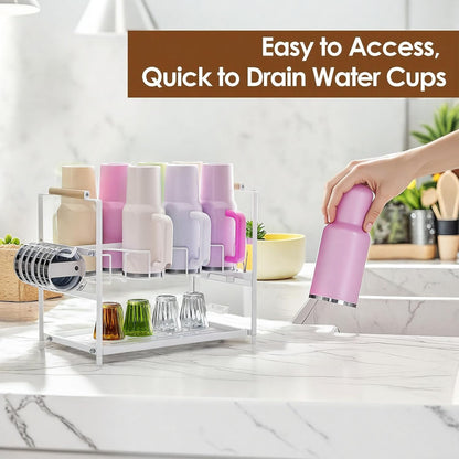 Water Bottle Organizer Drying Rack for 40 oz Tumbler with Handle, Multifunctional Cup Storage Holder Compatible with Stanley, Owala, Simple Modern and Other Brands, 8 Slots (Patented)