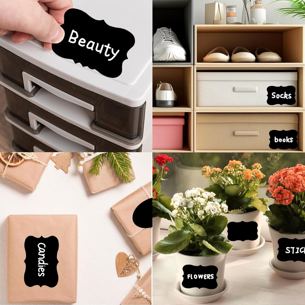 200 Pcs Chalkboard Labels,2.83x1.95 IN Reusable Labels With 1 Liquid Chalk Markers Removable Labels,Suitable for Mason Jars Storage Boxes Food Containers Storage Jars Kitchen Food Spice Storage(Black)