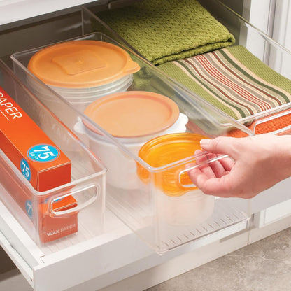 Plastic Stackable Pantry Bin with Handles, Clear | For Cabinets or Fridge, Made in USA