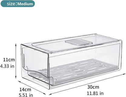Fridge Organizer, Stackable Refrigerator Organizer Bins, Reusable Food Storage Containers, Fridge Drawer Organizer in Home Kitchen, Barbecue Shop, Restaurant, BPA-Free (2 Drawers, Large)