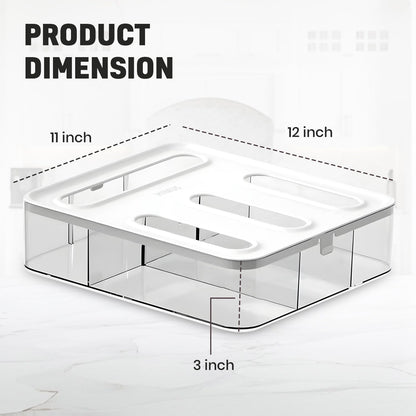 HIMUS Food Storage Bag Organizer - 4 in 1 Plastic Baggie Organizer for Drawer | Compatible with Sandwich, Snack, Gallon, Quart & Slider | Plastic Bag Organizers Kitchen Storage| Wall & Drawer Mount