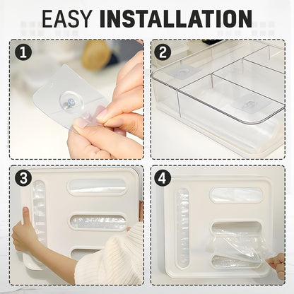 HIMUS Food Storage Bag Organizer - 4 in 1 Plastic Baggie Organizer for Drawer | Compatible with Sandwich, Snack, Gallon, Quart & Slider | Plastic Bag Organizers Kitchen Storage| Wall & Drawer Mount